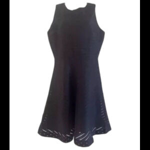 Banana Republic Shimmer Striped Fit & Flare Dress Womens 2 Blue Nautical Layered